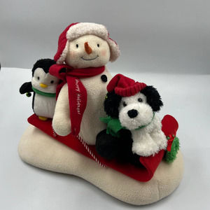 Vintage Hallmark Jingle Pals Snowman Sled Dog & Penguin TESETD Working 7197